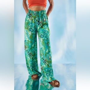 Out from Under Green Paisley Crinkle Trouser